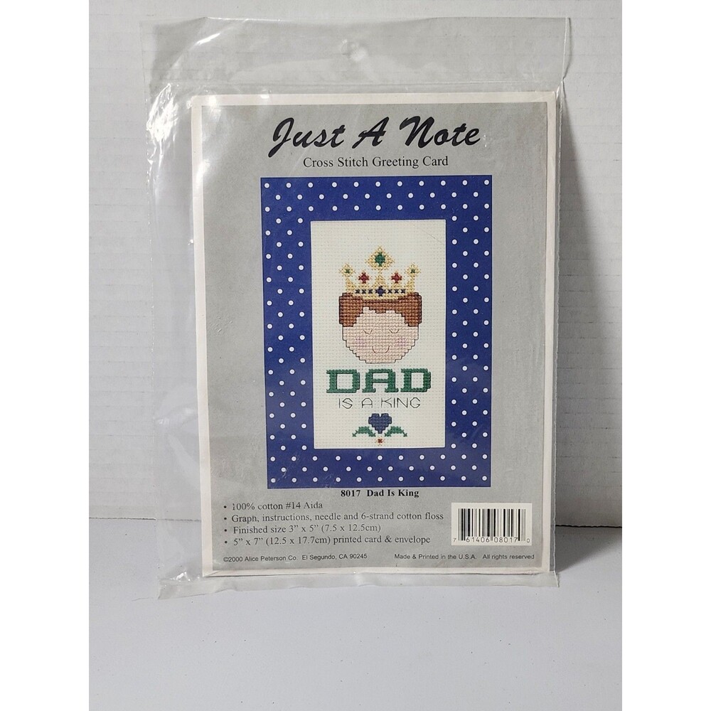 Dad Is A King Cross Stitch Greeting Card